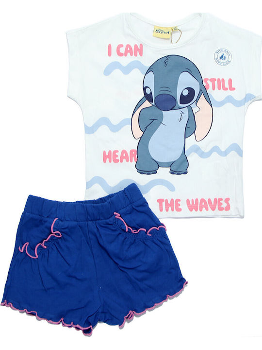 Kids Set with Shorts Summer 2 Pieces White Lilo & Stitch