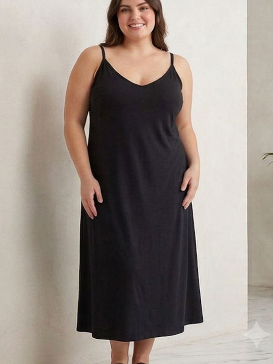 A.A UNDERWEAR Καλοκαιρινό Γυναικείο Νυχτικό Μαύρο