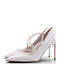 Pointed Toe Heels with Strap & High Heel Ecru