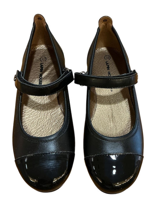 Kids Pumps & Ballerinas With Hoop & Loop Closure Leather Black