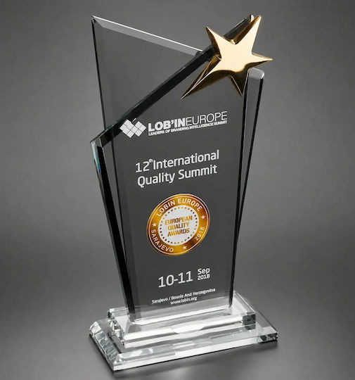 Crystal Double Award 14x25cm Star Code Pb-601 Dark Grey