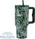 Nava "we Care" Handled Tumbler Θερμός Ανοξείδωτο / Πλαστικό 900ml Sketch Floral με Καλαμάκι και Λαβή