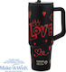 Nava "we Care" Handled Tumbler Thermos Stainless Steel / Plastic 900ml We Care with Straw and Handle