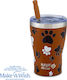 Nava "we Care" Ποτήρι Θερμός Ανοξείδωτο 400ml Paw Prints με Καλαμάκι