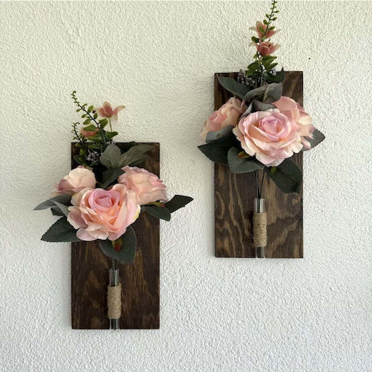 SteweHome Wanddekoration Rosa aus Hölzernes 30x14cm 2 Stücke