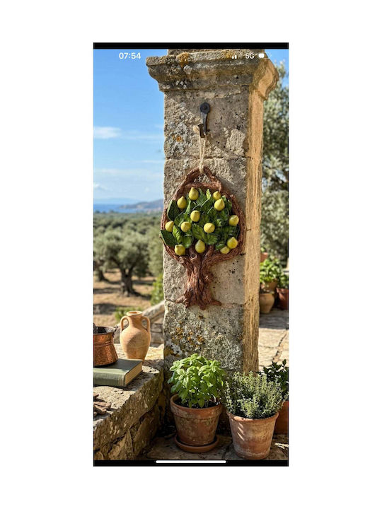 SteweHome Handmade Yellow Ceramic Wall Decor 28x18cm