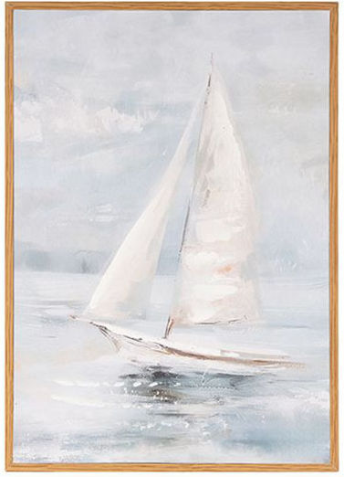 Gemälde Segeltuch Schiff Blau-Beige 24x2x34cm ESTHETI 812-10048