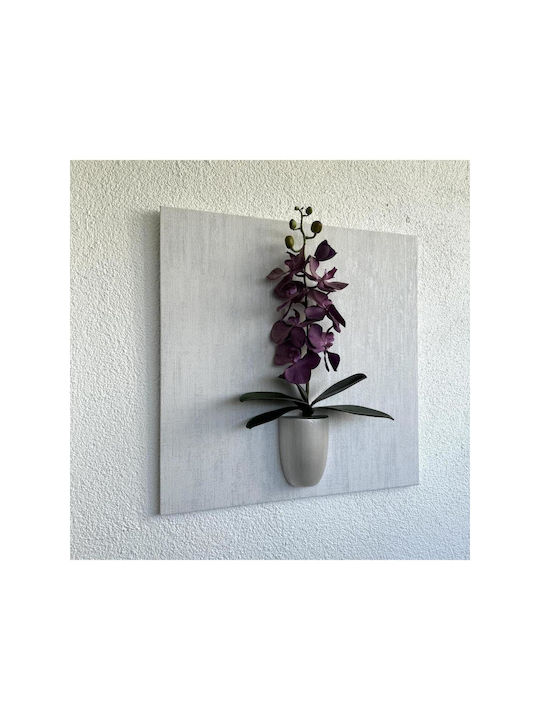 Stewehome Embossed Painting 3D Purple Orchid Wooden Base Purple 49x49 Cm