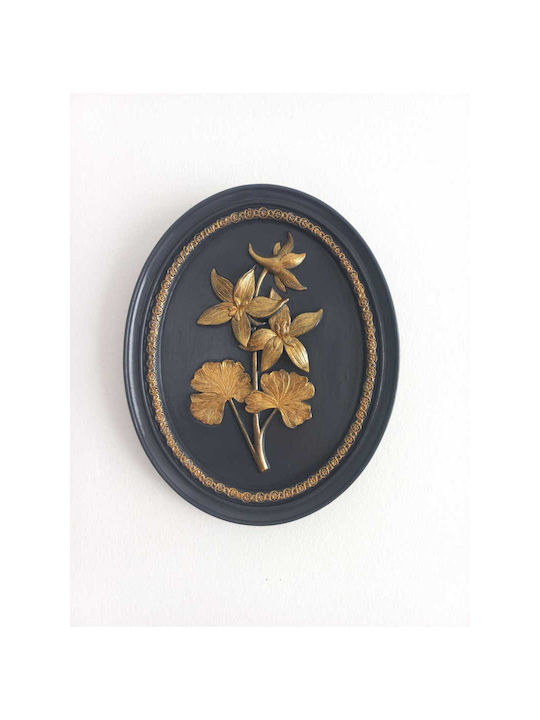Stewehome Oval Painting Details Gold Aztec Black Anthracite Black 21x17 Cm