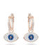 Swarovski Обици Халки Позлатени с Камъни Сини