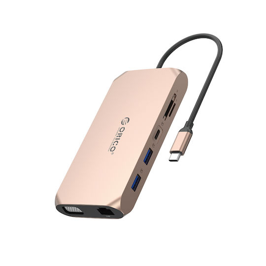 Orico Orico XCR Stație de Andocare USB-C cu HDMI 4K PD Ethernet Rose Gold