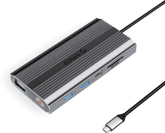 Orico XDR 12in1 USB-C Docking Station με HDMI 4K PD Ethernet Γκρι