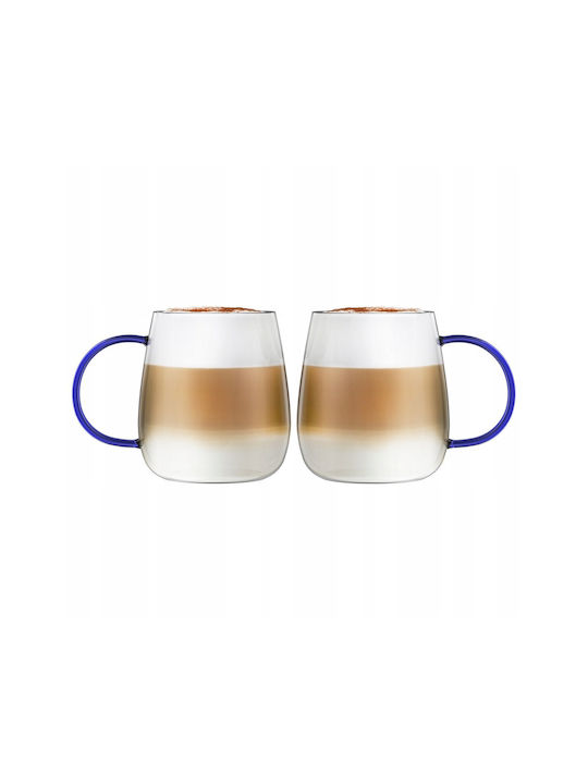 Vialli Design Set of Glasses Made of Glass in Blue Colour 400ml 2 Pieces