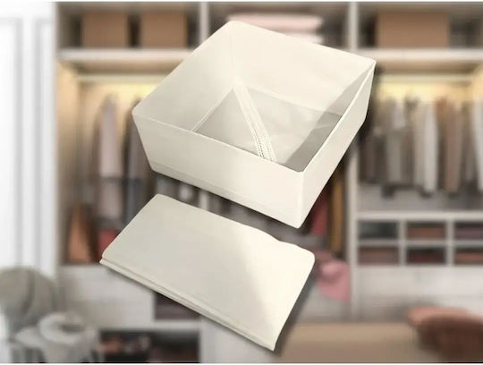 Fabric Storage Box for Underwear / Clothes / Shoes in White Colour 28x28x10cm