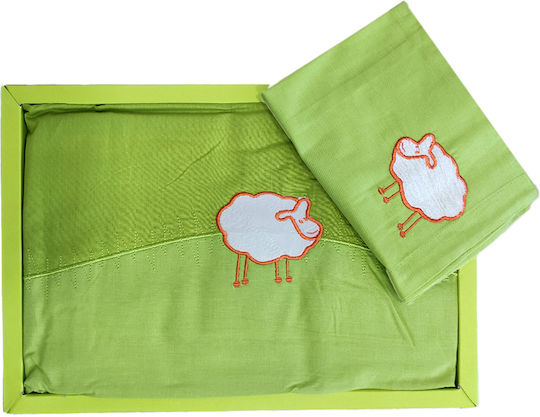 Das Home Baby Crib Sheet Cotton Green 170x120cm