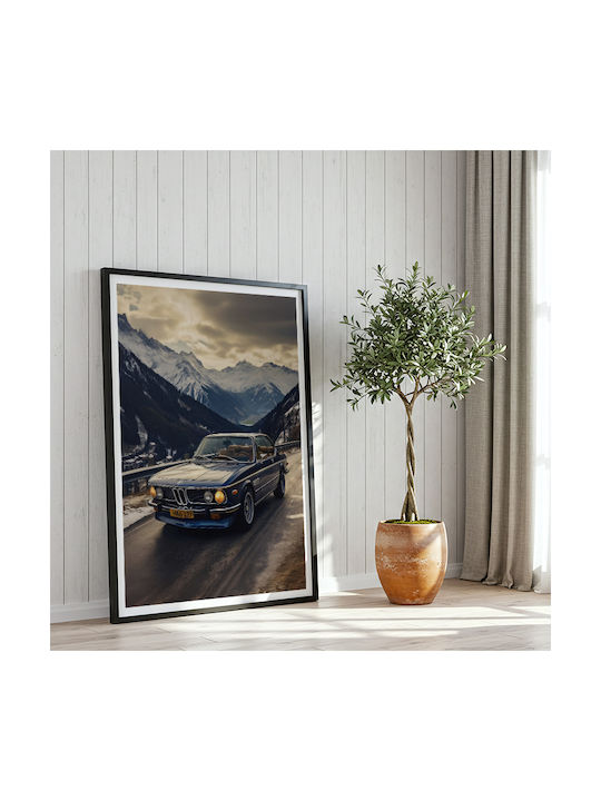 Poster Bmw E9 Coupé Cr067 40cm X 50cm Brown Wooden Frame