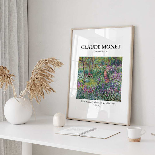 Poster Claude Monet Artists Garden In Giverny Art086 40cm X 50cm Κορνίζα Φυσικό Ξύλου Μπεζ 56048pd156705f55316
