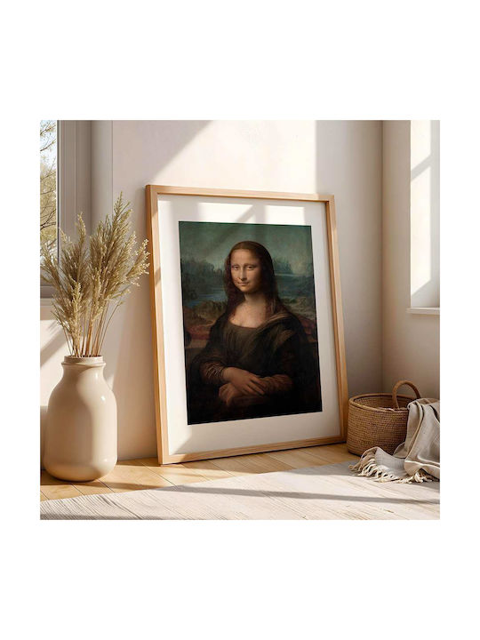 Poster Leonardo Da Vinci Mona Lisa Art159 40cm X 50cm Brown Wooden Frame