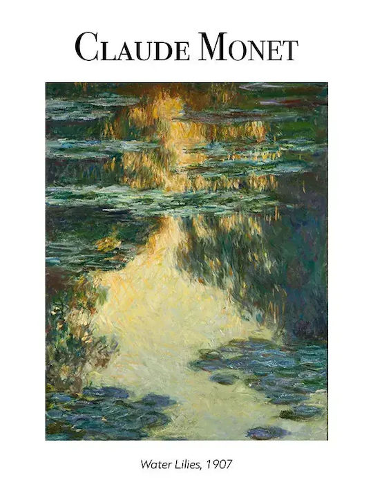 Poster Claude Monet Water Lilies Art102 40cm X 50cm Κορνίζα Φυσικό Ξύλου Μπεζ 55870pd156843f55316
