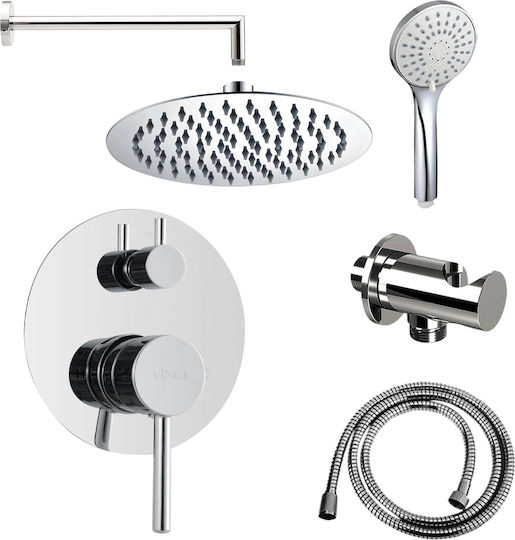Vinci Built-In Mixer & Shower Head Set for Shower 2 Outlets Silver