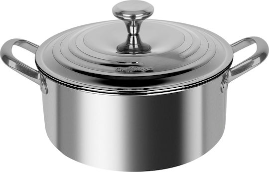 Oală din oțel inoxidabil Cheffinger 24 cm Capac Metalic Mânere Reforțate Argintie Oală din oțel inoxidabil Cheffinger 24 cm Capac Metalic Mânere Reforțate Argintie