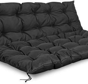 AIO Factory Waterproof Bench Cushion for Garden with Backrest Black 120x120cm