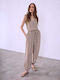 Celestino Pantaloni Dama Puncte Cu Terminatie Elastica Loose Fit Maro Deschis