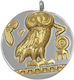 Steel Pendant Coin "Athena Owl" Silver Gold 25mm 1pcs