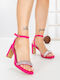 Sandale Elegante Damă Din Material Fuchsia