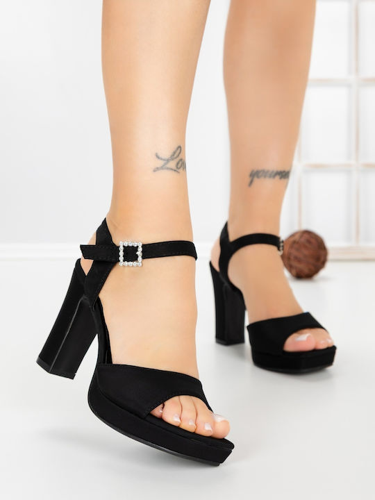 Kalapod Sandale Elegante Damă Din Material Negru