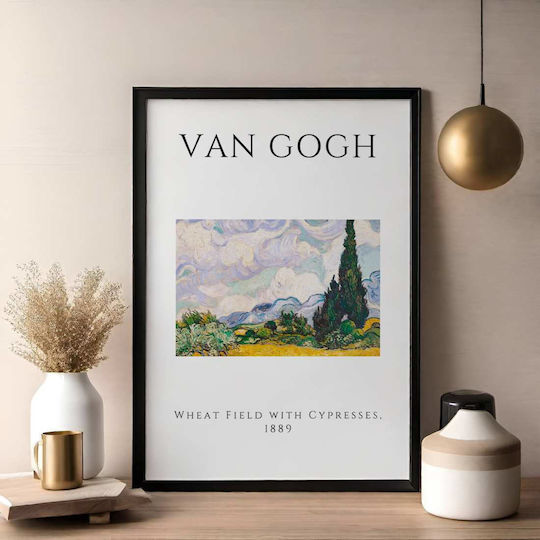 Poster Van Gogh Wheat Field Cypresses Art002 40cm X 50cm Μαύρη Ξύλινη Κορνίζα-55246pd156889f55321