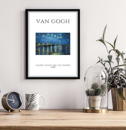 Poster Van Gogh Starry Night On Rhone Art004 40cm X 50cm Premium Black Wooden Frame