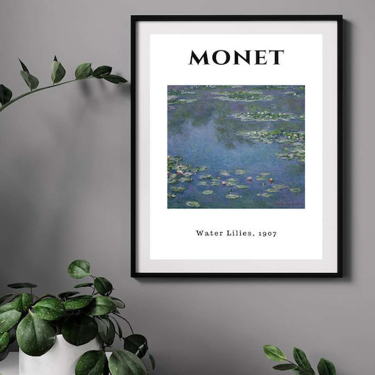 Poster Monet Waterlillies Art013 40cm X 50cm Premium Black Wooden Frame