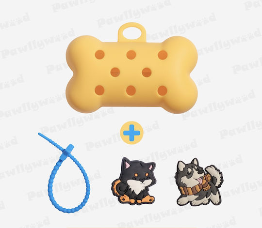 Bone Dog Excrement Removal Bag Case 2 Charms Yellow