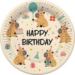 Papiergeschirr Süßigkeitenplatten Capybara Happy Birthday 6 Stück