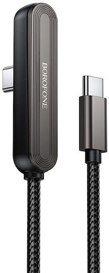 Borofone Winkel (90°) / Geflochtenes Kabel USB-C männlich - USB-C 60W PD Schwarz 1m