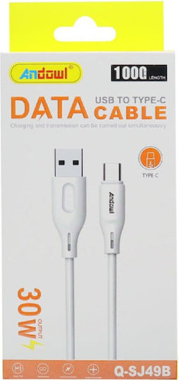 Andowl Cable USB-C male - USB-A 30W 1m 916233