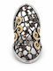 Inel Argintat Pentru Femei Zircon Silverline Zircon Cafeniu Negru Rodiu Handmade Argintat 0430643101