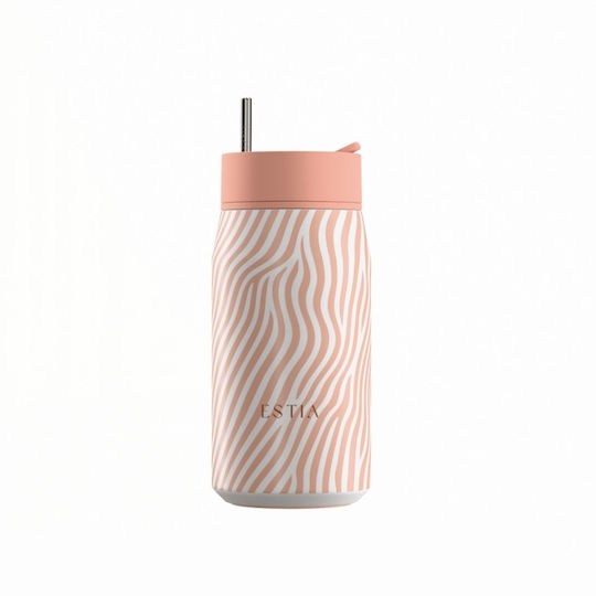 Estia Lens Save the Aegean Thermos Stainless Steel BPA Free 360ml Soft Ripple with Straw