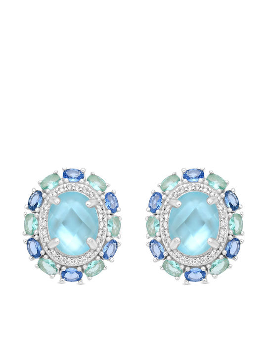 Luxenter Stud Earrings Made of Silver with Light Blue Stones
