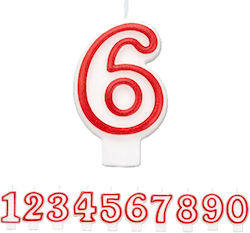 Birthday Cake Candle Chippo 968094-6 Number 6 Red 7.5 Cm