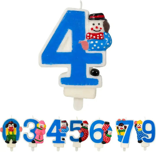 Geburtstagskerze Chippo Clown 134788 Nummer 4 Blaue 9,5 cm