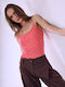 Celestino Top Cu Buline Elastic Slim Fit Coral