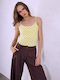 Celestino Top Polka Dot Elastisches Schlankes Passform Gelb