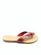 Leather Women's Flat Sandals Red