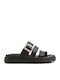 Sandale Casual Damă Flatforme Negre Din Piele