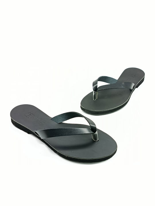 Leather Women's Flat Sandals Black