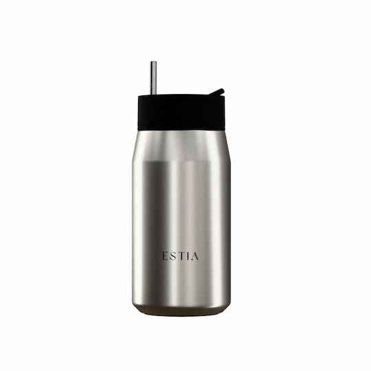 Estia Lens Save The Aegean Thermos Bottle Stainless Steel BPA Free 360ml Brushed with Straw