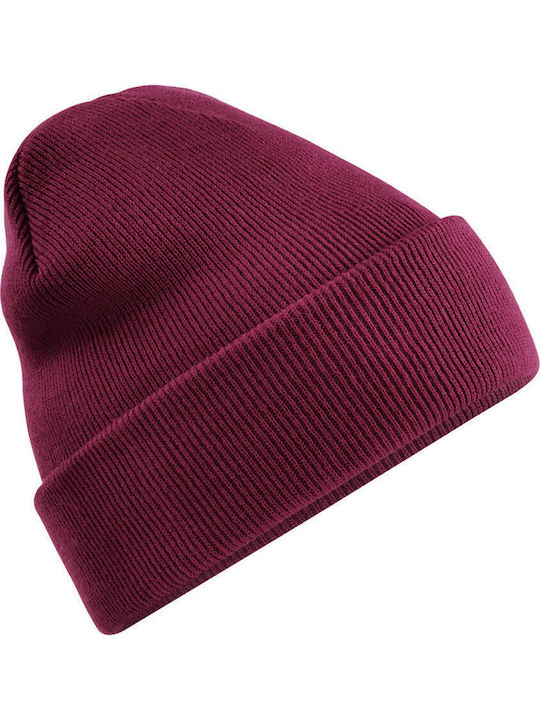 Beanie Unisex Σκούφος Πλεκτός σε Μπορντό χρώμα