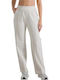 Women's Fabric Trousers in Straight Leg Style Clay Beige